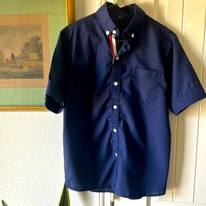 Vintage navy blue button down shirt XS-S